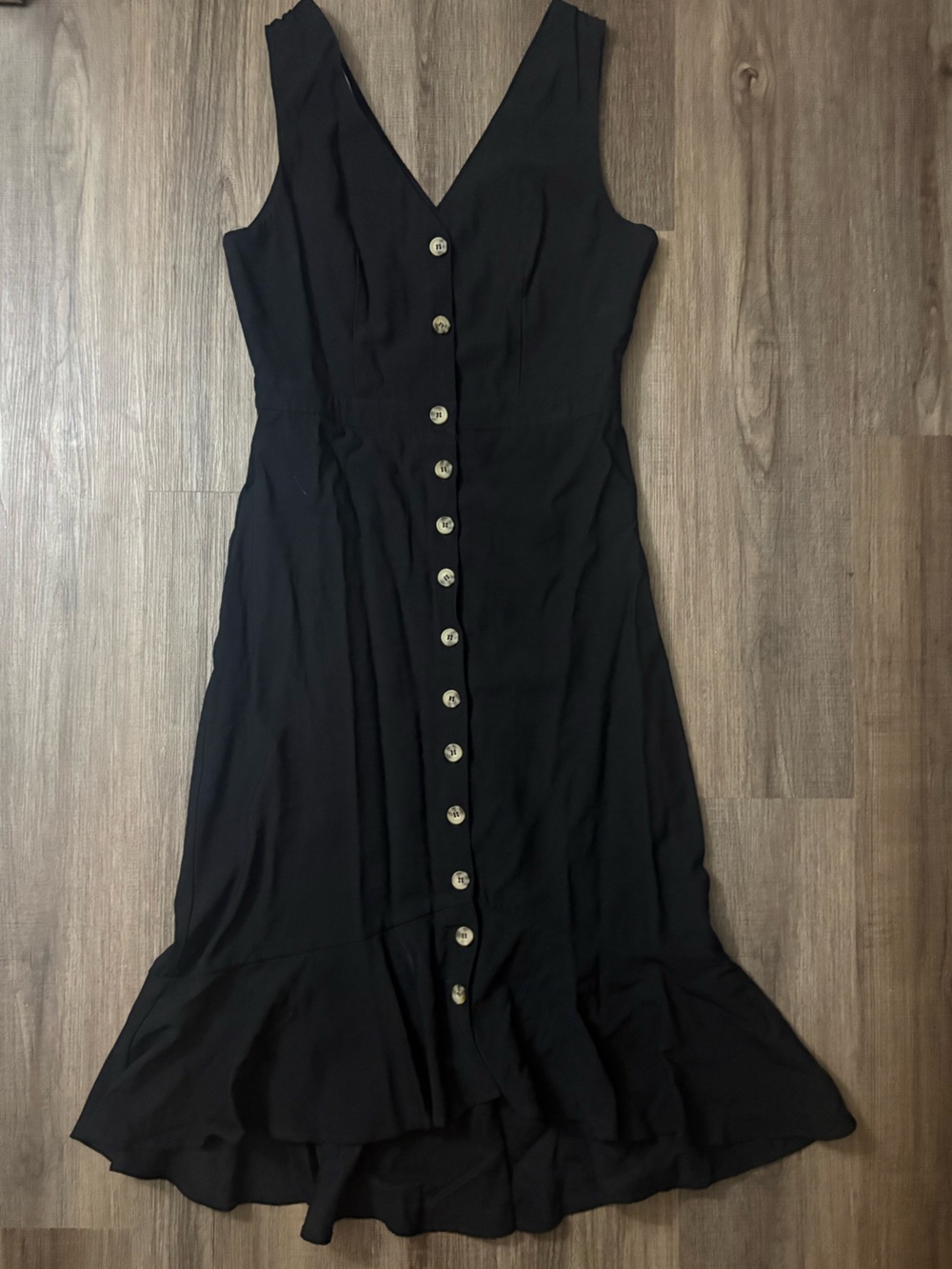 Gilli Black Midi or Maxi Dress with Gold-Tone Buttons